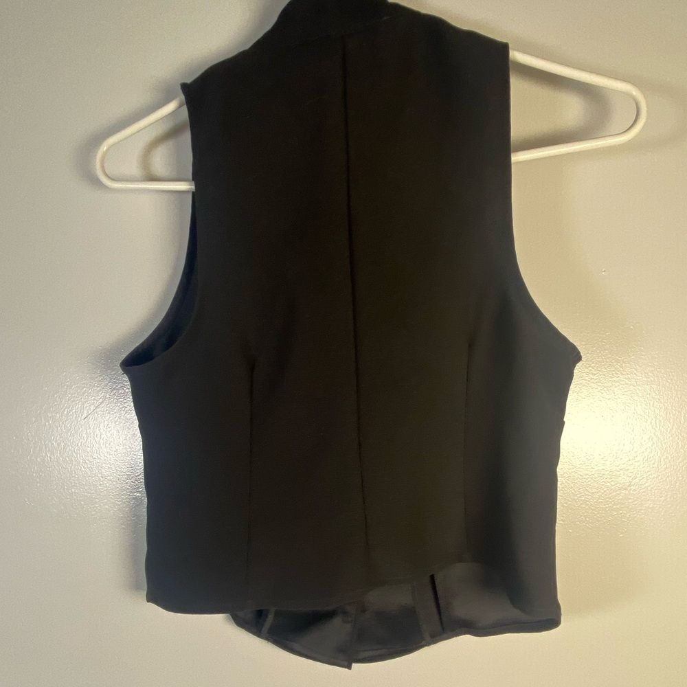 Zara Black Vest with Silver Button Details and Satin Lapel - Picture 2 of 6